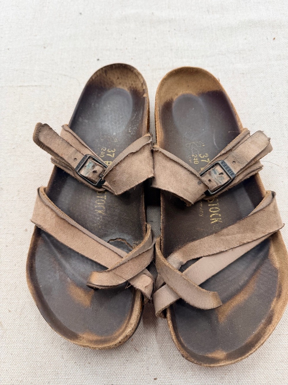 Birkenstock Suede Strappy Sandal in Taupe